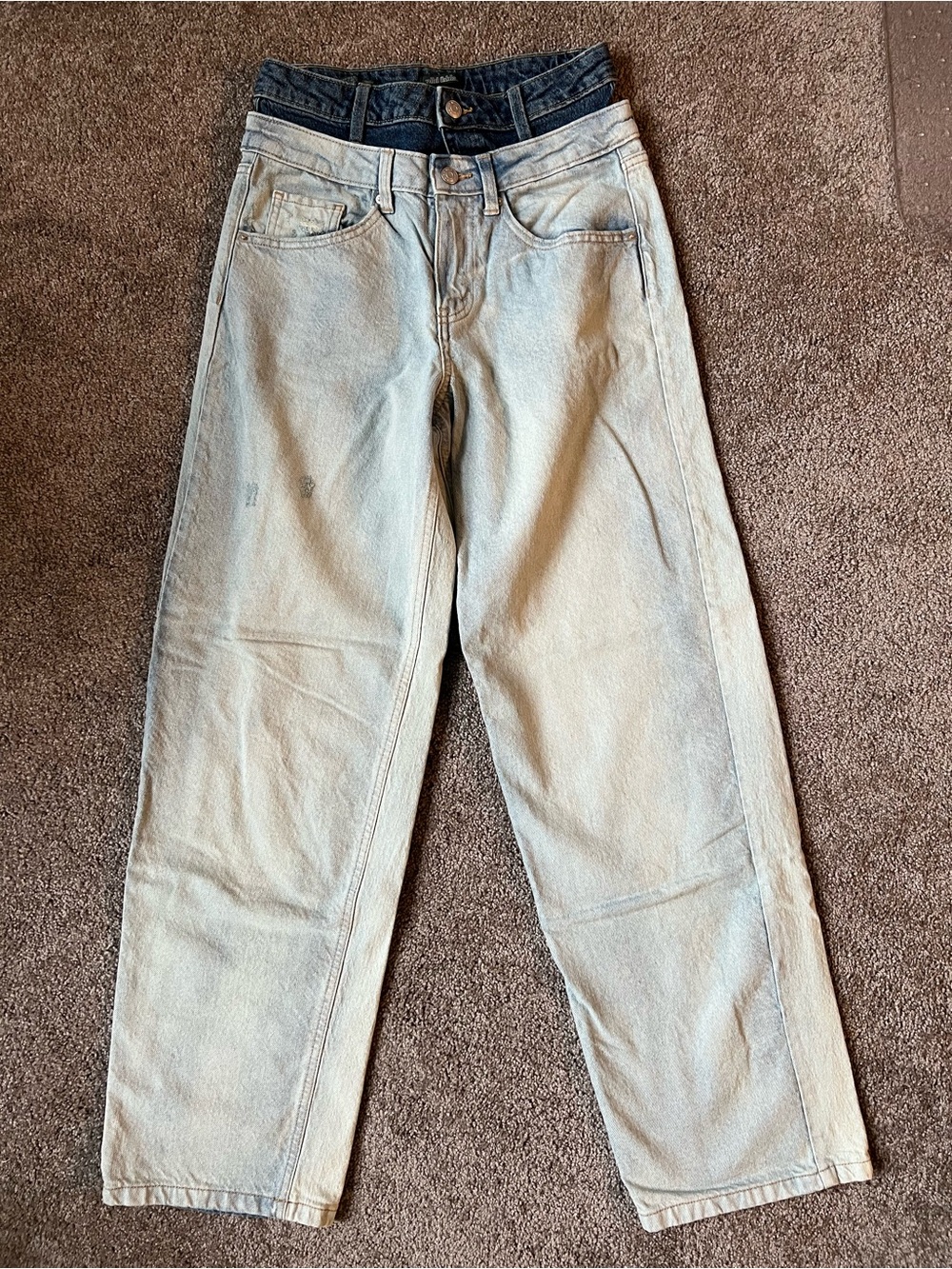 Wild Fable Double Waistband Light and Dark Blue Straight Leg Jeans